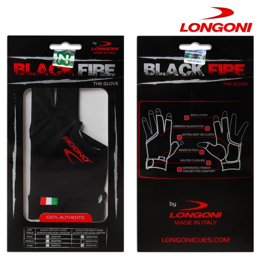 Бильярдная перчатка Longoni Black Fire купить в интернет-магазине БильярдМастер Украина