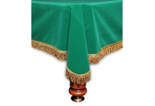 Покрывало для стола Чикаго 12 ф., зеленое, желтая бахрома