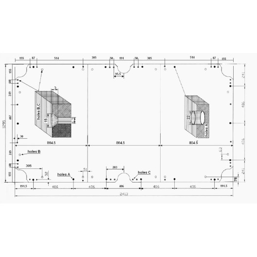 Плита для більярду Rasson Premium 8 футів, H22 мм., 3 шт.