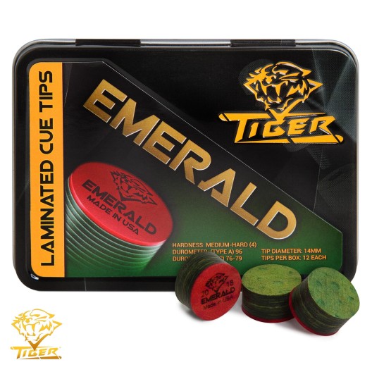 Наклейка для кию Tiger Emerald M/H ø13 мм середньо-жорстка 1 шт.