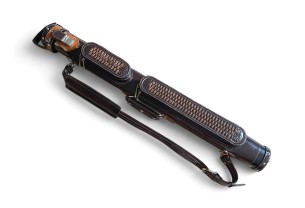 Тубус кия ручной работы Professional, 1х1 коричневый с коричневым плетением, кожаный