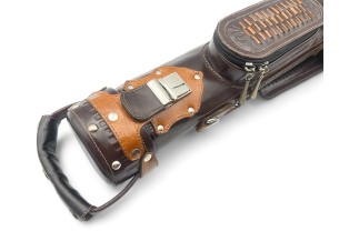 Тубус кия ручной работы Professional, 1х1 коричневый с коричневым плетением, кожаный