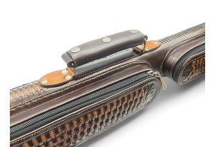 Тубус кия ручной работы Professional, 1х1 коричневый с коричневым плетением, кожаный