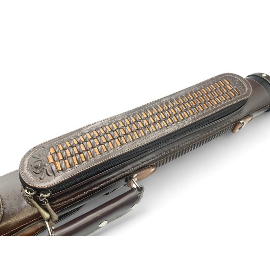 Тубус кия ручной работы Professional, 1х1 коричневый с коричневым плетением, кожаный