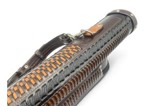 Тубус кия ручной работы Professional, 1х1 коричневый с коричневым плетением, кожаный