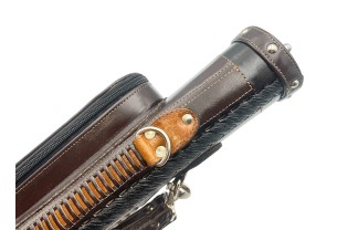 Тубус кия ручной работы Professional, 1х1 коричневый с коричневым плетением, кожаный