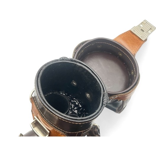 Тубус кия ручной работы Professional, 1х1 коричневый с коричневым плетением, кожаный