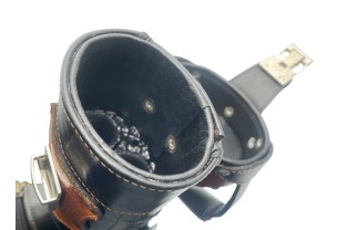 Тубус для кия ручной работы Professional, 1х1 чёрный с коричневым плетением, кожаный