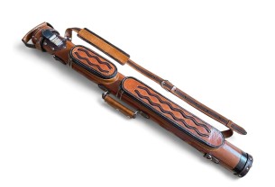 Тубус для кия ручной работы Professional, 1х1 светло-коричневый с коричневыми проставками, кожаный