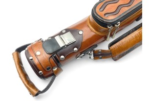 Тубус для кия ручной работы Professional, 1х1 светло-коричневый с коричневыми проставками, кожаный