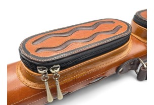 Тубус для кия ручной работы Professional, 1х1 светло-коричневый с коричневыми проставками, кожаный