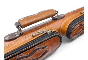 Тубус для кия ручной работы Professional, 1х1 светло-коричневый с коричневыми проставками, кожаный