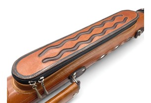 Тубус для кия ручной работы Professional, 1х1 светло-коричневый с коричневыми проставками, кожаный