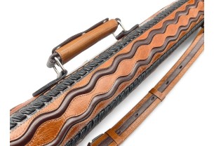 Тубус для кия ручной работы Professional, 1х1 светло-коричневый с коричневыми проставками, кожаный