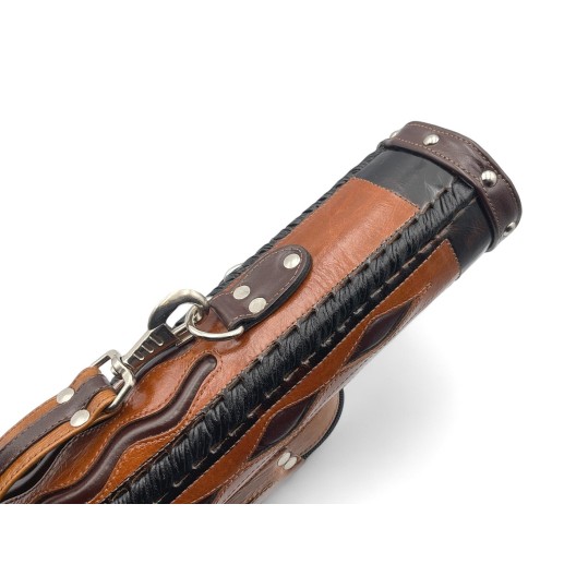 Тубус для кия ручной работы Professional, 1х1 светло-коричневый с коричневыми проставками, кожаный