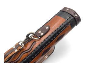 Тубус для кия ручной работы Professional, 1х1 светло-коричневый с коричневыми проставками, кожаный
