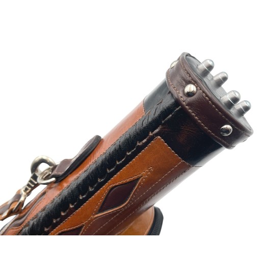 Тубус для кия ручной работы Professional, 1х1 светло-коричневый с коричневыми проставками, кожаный