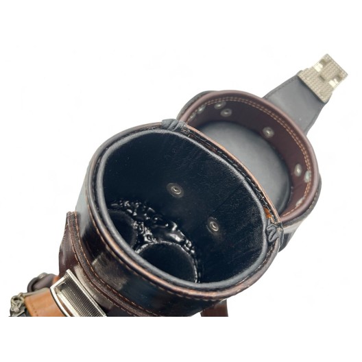 Тубус для кия ручной работы Professional, 1х1 светло-коричневый с коричневыми проставками, кожаный