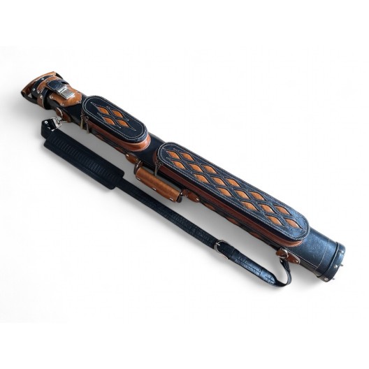 Тубус для кия ручной работы Professional, 1х1 коричневый с коричневыми просечками, кожаный