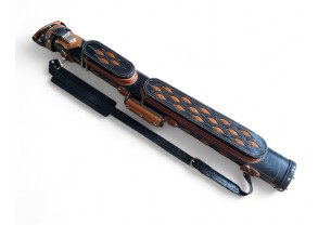 Тубус для кия ручной работы Professional, 1х1 коричневый с коричневыми просечками, кожаный