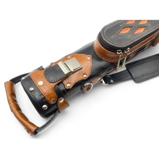 Тубус для кия ручной работы Professional, 1х1 коричневый с коричневыми просечками, кожаный