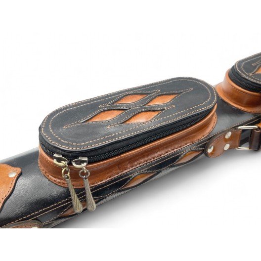 Тубус для кия ручной работы Professional, 1х1 коричневый с коричневыми просечками, кожаный