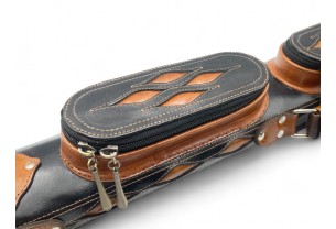 Тубус для кия ручной работы Professional, 1х1 коричневый с коричневыми просечками, кожаный