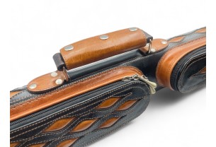 Тубус для кия ручной работы Professional, 1х1 коричневый с коричневыми просечками, кожаный