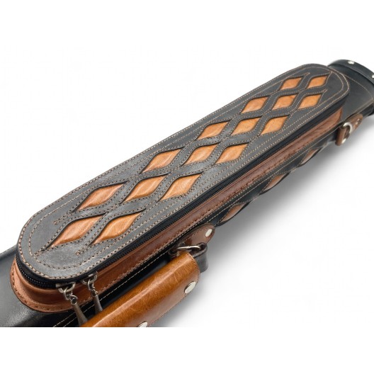 Тубус для кия ручной работы Professional, 1х1 коричневый с коричневыми просечками, кожаный