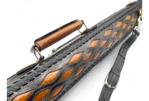 Тубус для кия ручной работы Professional, 1х1 коричневый с коричневыми просечками, кожаный