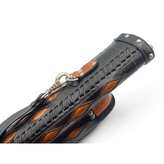 Тубус для кия ручной работы Professional, 1х1 коричневый с коричневыми просечками, кожаный