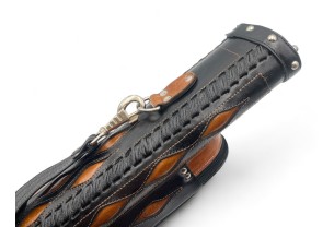 Тубус для кия ручной работы Professional, 1х1 коричневый с коричневыми просечками, кожаный