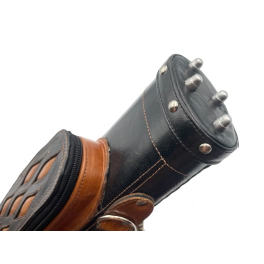 Тубус для кия ручной работы Professional, 1х1 коричневый с коричневыми просечками, кожаный