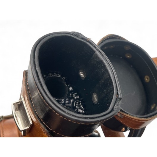 Тубус для кия ручной работы Professional, 1х1 коричневый с коричневыми просечками, кожаный