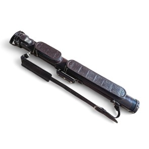 Тубус для кия ручной работы Professional, 1х1 коричневый с орнаментом, кожаный