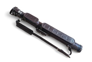 Тубус для кия ручной работы Professional, 1х1 коричневый с орнаментом, кожаный