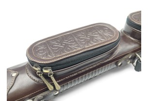 Тубус для кия ручной работы Professional, 1х1 коричневый с орнаментом, кожаный