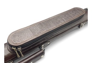 Тубус для кия ручной работы Professional, 1х1 коричневый с орнаментом, кожаный