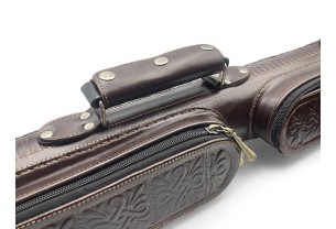 Тубус для кия ручной работы Professional, 1х1 коричневый с орнаментом, кожаный
