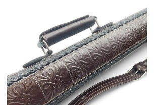 Тубус для кия ручной работы Professional, 1х1 коричневый с орнаментом, кожаный