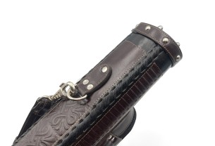 Тубус для кия ручной работы Professional, 1х1 коричневый с орнаментом, кожаный