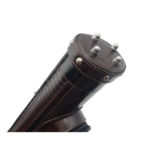 Тубус для кия ручной работы Professional, 1х1 коричневый с орнаментом, кожаный