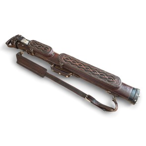 Тубус для кия ручной работы Professional, 1х1 коричневый с чёрными проставками, кожаный