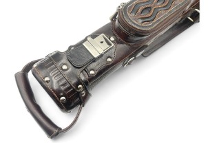 Тубус для кия ручной работы Professional, 1х1 коричневый с чёрными проставками, кожаный