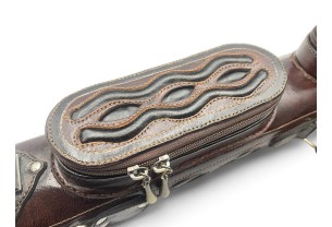 Тубус для кия ручной работы Professional, 1х1 коричневый с чёрными проставками, кожаный