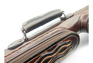 Тубус для кия ручной работы Professional, 1х1 коричневый с чёрными проставками, кожаный