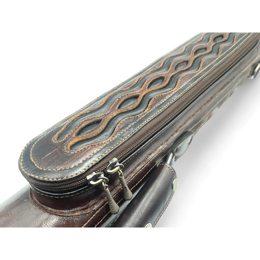 Тубус для кия ручной работы Professional, 1х1 коричневый с чёрными проставками, кожаный