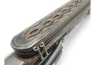 Тубус для кия ручной работы Professional, 1х1 коричневый с чёрными проставками, кожаный