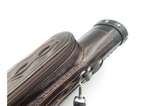 Тубус для кия ручной работы Professional, 1х1 коричневый с чёрными проставками, кожаный