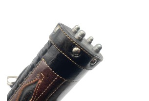 Тубус для кия ручной работы Professional, 1х1 коричневый с чёрными проставками, кожаный